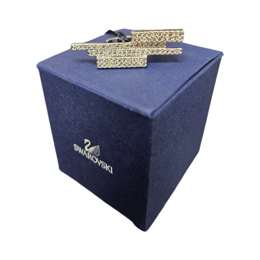 NWT Swarovski Silver Crystal Stack Bar Ring - Size 52